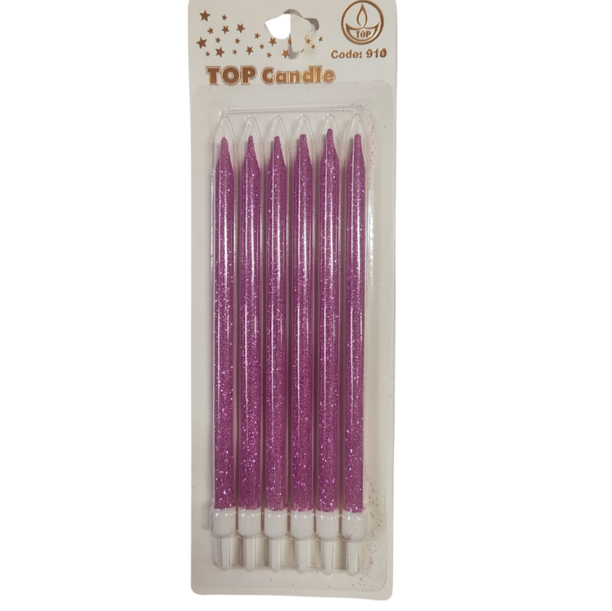 Fuşya Simli Doğum Günü Mumu 6 Lı Kod: 910